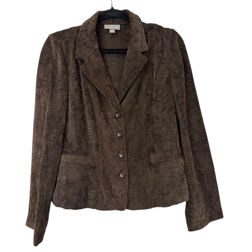 Croft & Barrow Brown Four-Button Faux Pocket Tailored Blazer Jacket Size 6